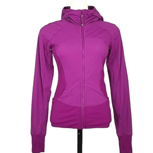 Lululemon In Flux Reversible Jacket Pink Purple Full Zip Hood Thumbholes Size 6 - Picture 2 of 15